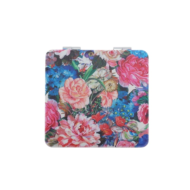 Espejo de Maquillaje de Flores en Pintura al Óleo 1 Pc Único para Viajes Vacacionales Colorido PU Acero Inoxidable Vidrio