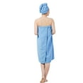 thumbnail image 2 of Conjunto de bata envolvente de spa para mujer, toalla de baño de microfibra absorbente suave y acogedora con gorro de turbante para secar el cabello, 2 of 5