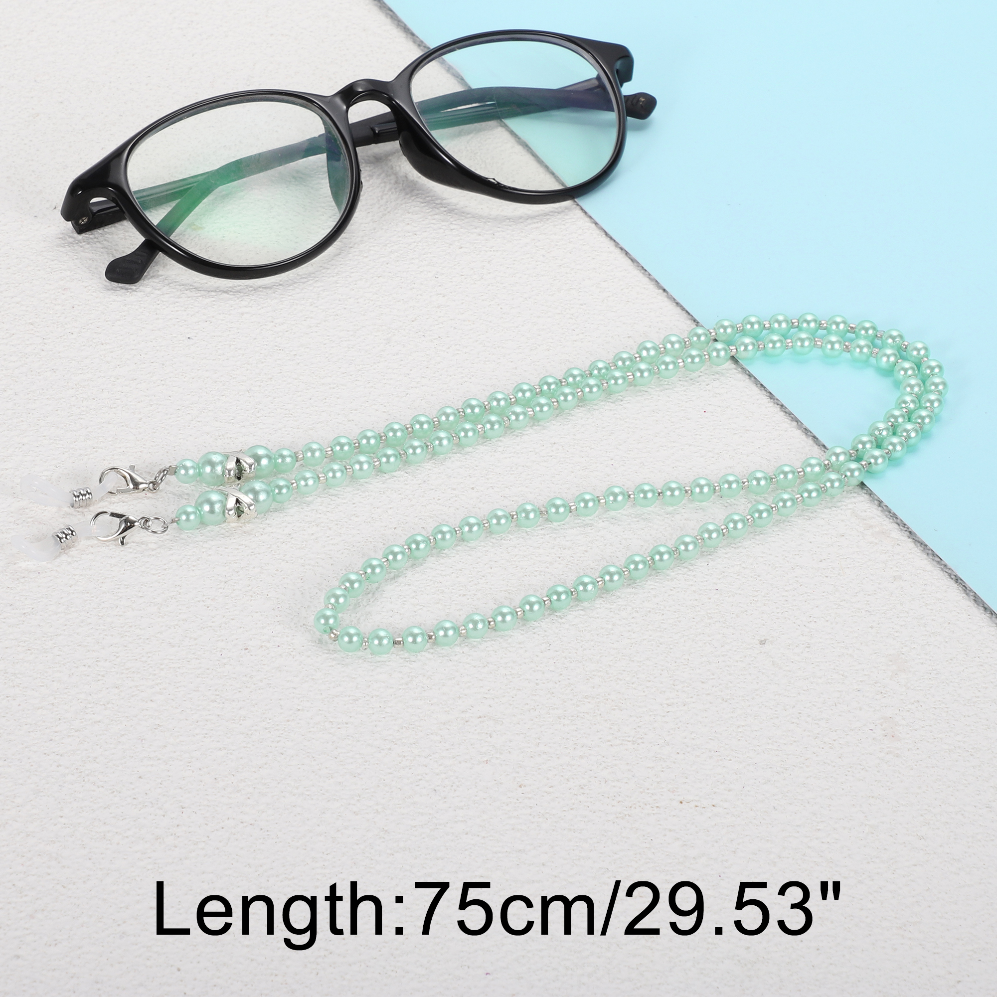 Unique Bargains Imitation Pearl Pattern Eyeglass Chain 29.53" 1 Pc Light Green