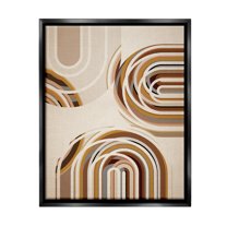 Stupell Industries Neutral Overlapping Arches Abstract Painting Black Floater Framed Canvas Art Print Wall Art, 17 x 21