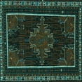 thumbnail image 1 of Ahgly Company Indoor Square Persian Turquoise Blue Traditional Area Rugs, 4' Square, 1 of 4
