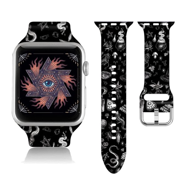 Compatible Con Goth Gothic Black Apple Watch 38/40/41/42/44/45 Mm Para Mujeres Y Hombres, Silicona Suave, Regalos De Halloween, Decoraciones, Pulsera De Repuesto Para Iwatch Series 7, 6, 5, 4, 3, 2, 1