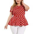 thumbnail image 5 of Agnes Orinda Women's Plus Size Tops Peplum Hem Short Sleeve Summer Polka Dot Shirts Blouses, 5 of 6