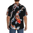thumbnail image 3 of Easygdp Tricolor Koi Fish Trio Mens Short Sleeve Button Down,Cuban Shirts for Men，Men's Casual Short-Sleeved Shirt-Small, 3 of 5