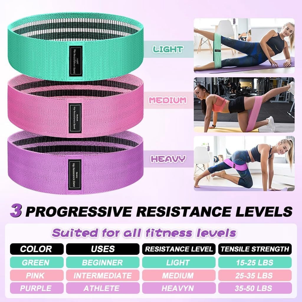Fabric Resistance Bands for Working Out & Numbered Elastic Stretching Strap Set,  and Booty Bands Exercise Bands for Women and Men Yoga Starter Set Pilates Rehab Fitness and  Workout