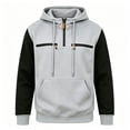 thumbnail image 3 of Chiccall Mens Cargo Hoodie Drawstring Quarter Zip Long Sleeve Hooded Sweatshirts Casual Colorblock Sweatshirts with Zipper Pockets, 3 of 5