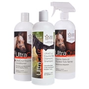 UltraCruz Equine Black Diamond Horse Shampoo, Conditioner and Fly & Tick Spray Bundle, 32 oz Each