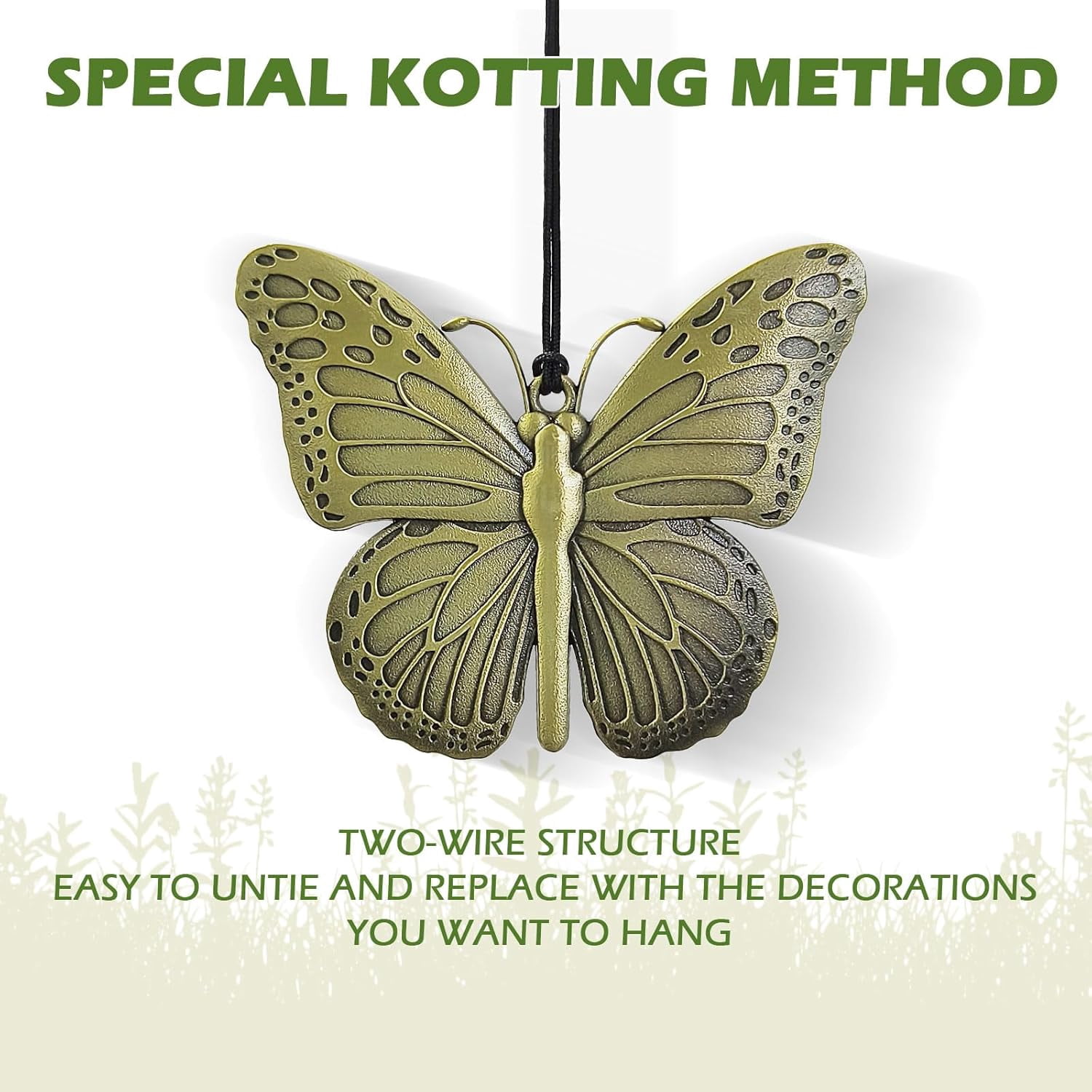 Wind Chimes Outdoor, 32” Bronze Butterfly Wind Chime for Garden Patio Yard Decor, Gift for Women