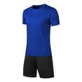 thumbnail image 4 of Avirosel Men's Workout Athletic Set Quick Dry Short Sleeve Round Neck Top and Mesh Drawstring Shorts Blue, 4 of 6