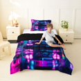 thumbnail image 4 of Manfei Race Car Print Twin Comforter Sets,Speed Games Bedding Set,Blue Pink,Black Reversible,2pcs,1 Comforter and 1 Pillowcase, 4 of 7