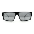 thumbnail image 3 of Kush Mens Bold Angular Line Flat Top Rectangle Plastic Sunglasses Shiny Black - Silver Mirror, 3 of 7