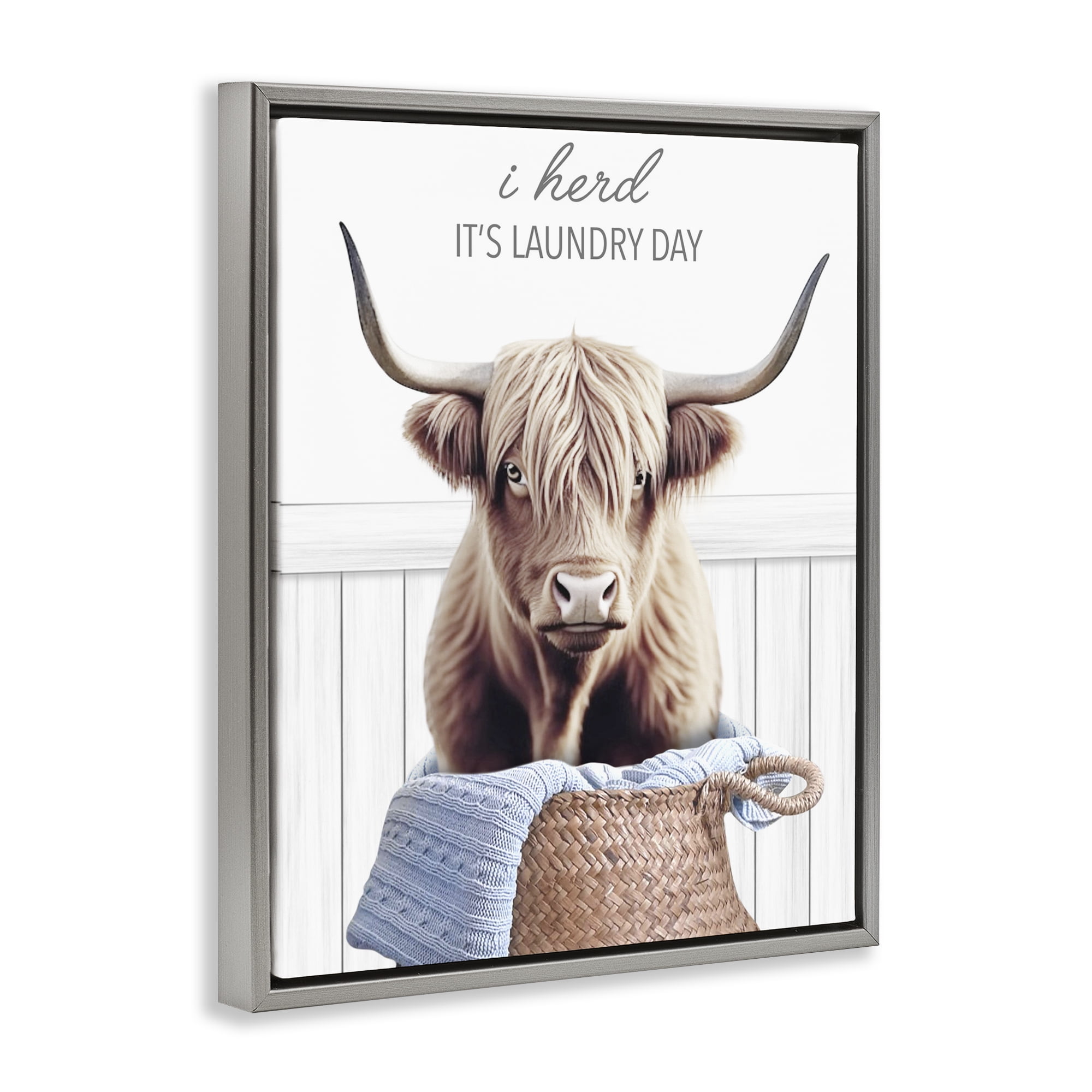 Herd It's Laundry Day Gray Framed Floater Canvas Wall Art, design by Marcus Prime