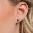 thumbnail image 4 of Gem Stone King 925 Sterling Silver London Blue Topaz Stud Earrings for Women Men (1.32 Cttw, Gemstone Birthstone, Emerald Cut 6X4MM), 4 of 6