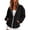 Black, variant on Women's Zip Up Jacket Lightweight Long Sleeve Hooded Outerwear Relaxed Solid Color Thin Layer Coat Casual Spring Fall Travel Loungewear Black 2XL