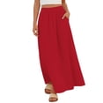 thumbnail image 3 of TaTaai Women's High Waist Maxi Skirt Solid Color Tie Detail Hollow Out Long Skirt Tiered Ruffle Hem Boho Summer Skirt Gift, 3 of 8