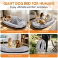 thumbnail image 4 of Human Dog Bed for Adults and Pets,71"x45"x14" Human Size Giant Dog Bed,Washable Faux Fur Cover Napping Orthopedic Bean Bag Bed for Humans with Blanket and Pillow,Gray, 4 of 15
