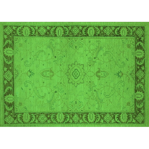 Ahgly Company Indoor Rectangle Oriental Green Traditional Area Rugs, 5' x 7'