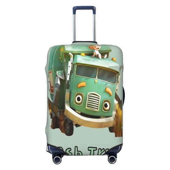 Trash Green Truck Luggage Suitcase Covers Elastic Washable Fashion Luggage Protector Travel Suitcase Protective Cover For Kid Adult Small