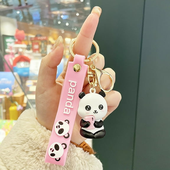 Cute Keychains Cartoon Panda Phone Holder Pendant for Women and Men Car Accessories Keychain