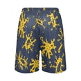 thumbnail image 3 of Men's Pajama Shorts Bottoms with Pockets Soft Lightweight Lounge Sleep Wear Dark Blue Yellow Splashes, 3 of 6