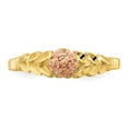 thumbnail image 5 of Solid 14k Yellow Gold Two Toned Diamond-Cut Leaves Flower Ring Band Size 8, 5 of 6