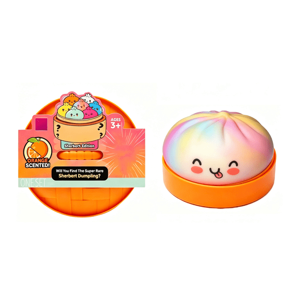 4 Inch Dumpling Squishy, Orange Scented Food‑Shaped Squeeze Fidget Toy, Soft Stretchable Sensory Stress Relief Toy, Cute Cartoon Toy for Party Favors & Holiday Gifts for Kids Teens