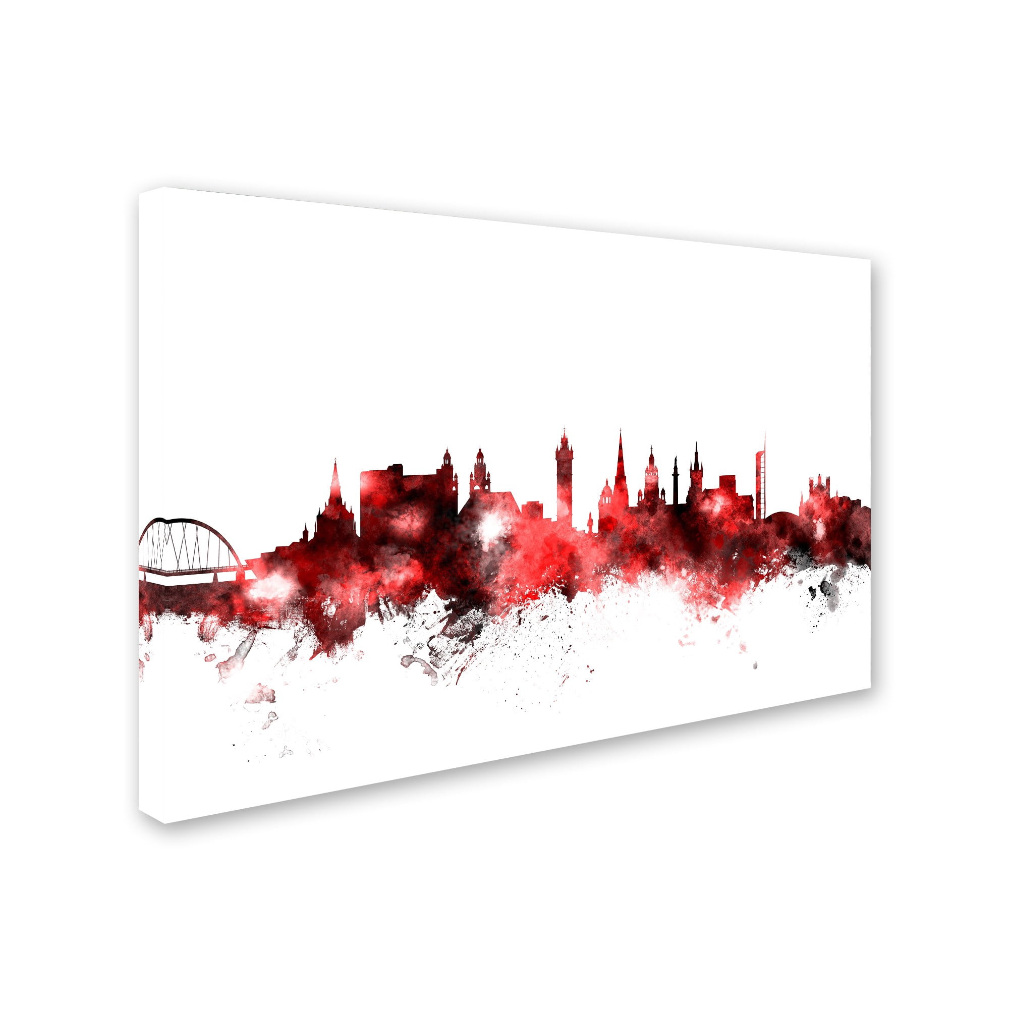 Trademark Fine Art "Glasgow Scotland Skyline Red 2" Canvas Art by Michael Tompsett