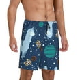 thumbnail image 2 of Bixox Men's Alpaca Astronaut in Space printed lightweight casual shorts, soft sleep shorts with pockets., 2 of 7