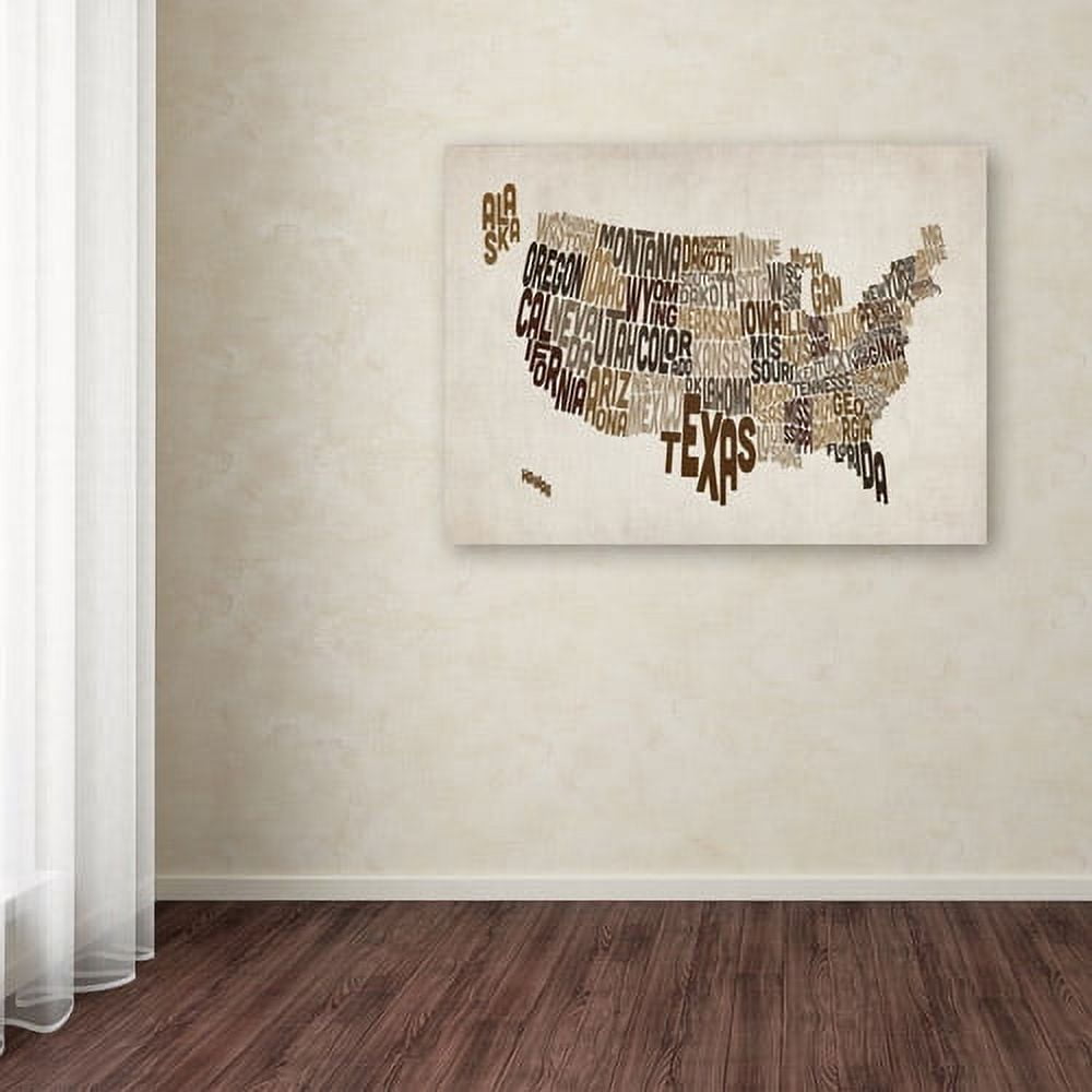 Trademark Art 'USA States Text Map 2' Canvas Art by Michael Tompsett