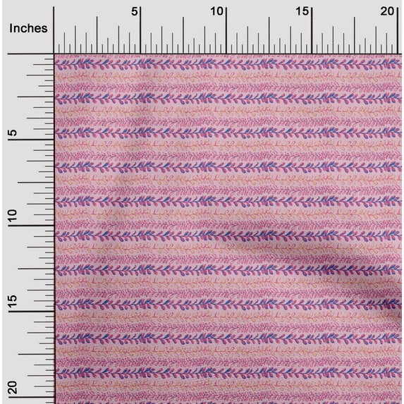 oneOone Polyester Lycra Pastel Pink Fabric Leaves Block Sewing Material Print Fabric By The Yard 56 Inch Wide