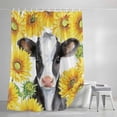 thumbnail image 4 of Cow Sunflowers Shower Curtain Set, Waterproof Shower Curtains for Bathroom, Farmhouse Country Watercolor Animals Floral Washable Fabric Bath Curtain for Bathtub Decoration with Hooks 66x72 Inches, 4 of 9