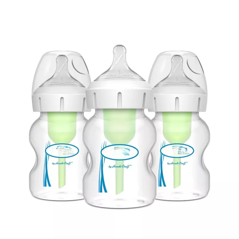 5oz Anti-Colic Wide-Neck Baby Bottles with Level 1 Slow Flow Nipples, 3pk, BPA-Free Infant Feeding Bottles, Silicone Nipples, Newborn Baby Bottles, 0m+