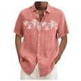 thumbnail image 2 of LRGSHF Men's Short Sleeve Button Down Shirts Palm Tree Tops Summer Comfortable Vacation Shirt Beach Hippie Casual Blouse, 2 of 5