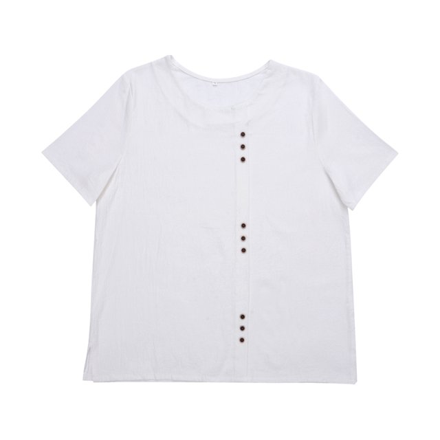 ITFABS Female Tops, Solid Color Round Collar Short Sleeve T-Shirt Pullover