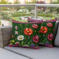 thumbnail image 4 of Spring Flowers Pillow Covers 2 Pack Daisy Wildflowers Butterfly Pink Border Green Pillowcase Waterproof Outdoor Throw Pillow Cover for Patio Garden Square Cushion 16”x16”, 4 of 9