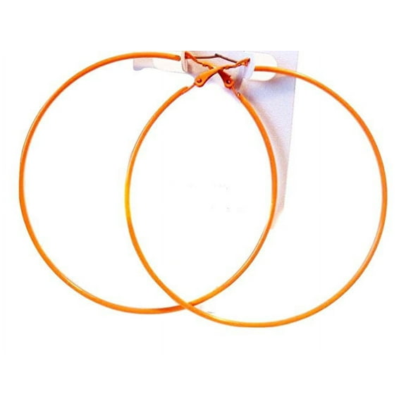 Large 3.5 inch Hoop Earrings Orange Hoop Earrings