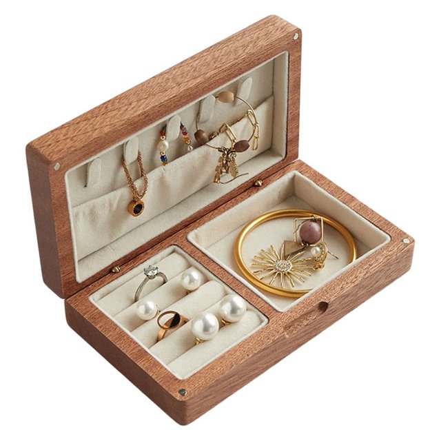 Vintage Solid Wood Jewelry Box High-End Jewelry Ring Storage Box Display Box