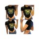thumbnail image 5 of VISgogo, blusas cortas con estampado de mariposas para mujer, camiseta de manga corta con cuello redondo y dobladillo triangular invertido, ropa de verano VISgogo moda, 5 of 6