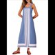 thumbnail image 1 of Vestido Bohemio Floral para Mujer, Vestido Informal de Verano con Bloques de Color. Azul S, 1 of 8