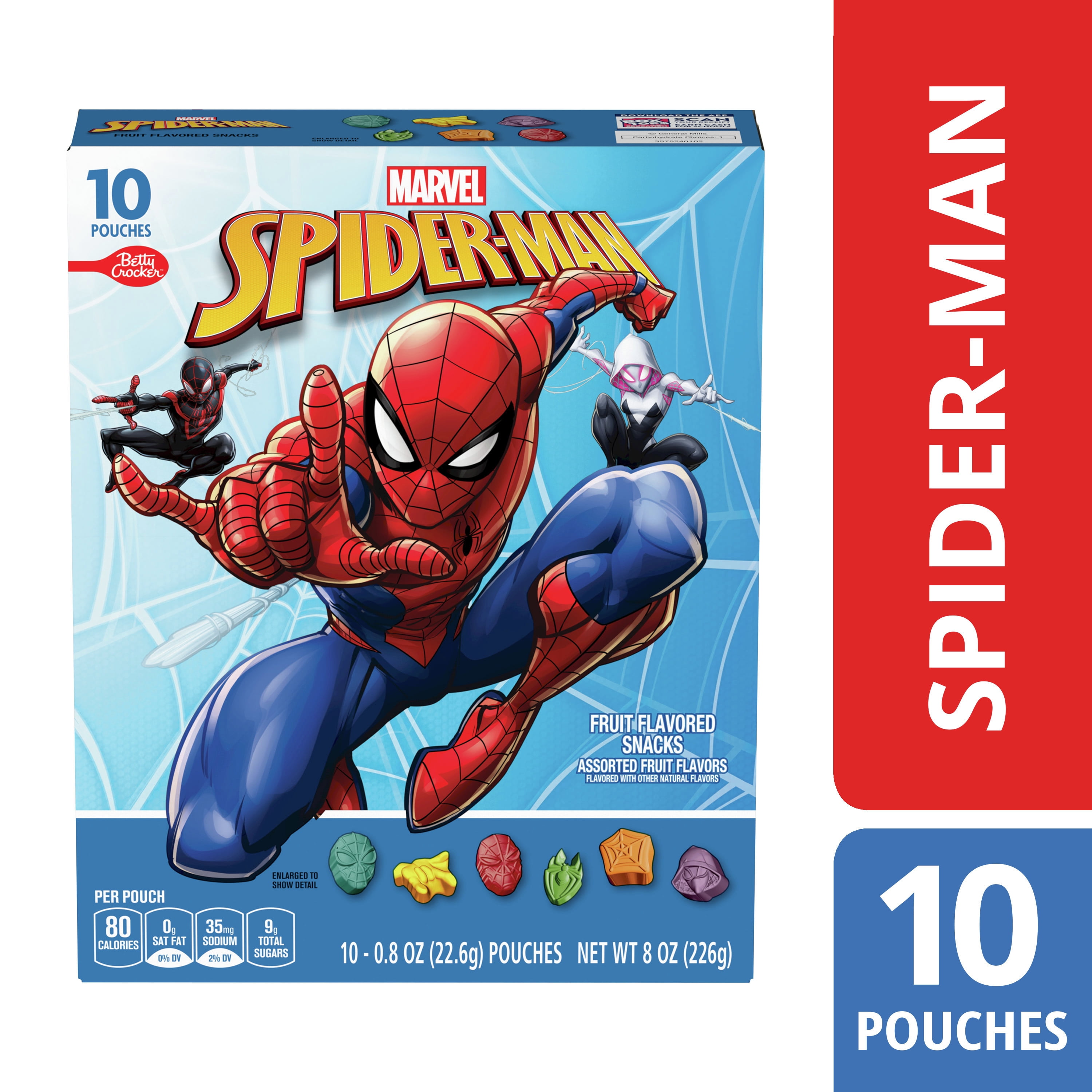 Spiderman Fruit Flavored Snacks, Treat Pouches, Gluten Free, 10 ct