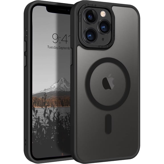 Magnetic for iPhone 11 Pro Max Case, [Compatible with MagSafe] Translucent Matte Frosted Anti-Fingerprint Slim Shockproof Women Men Protective Cover Case for iPhone 11 Pro Max 6.5",Black