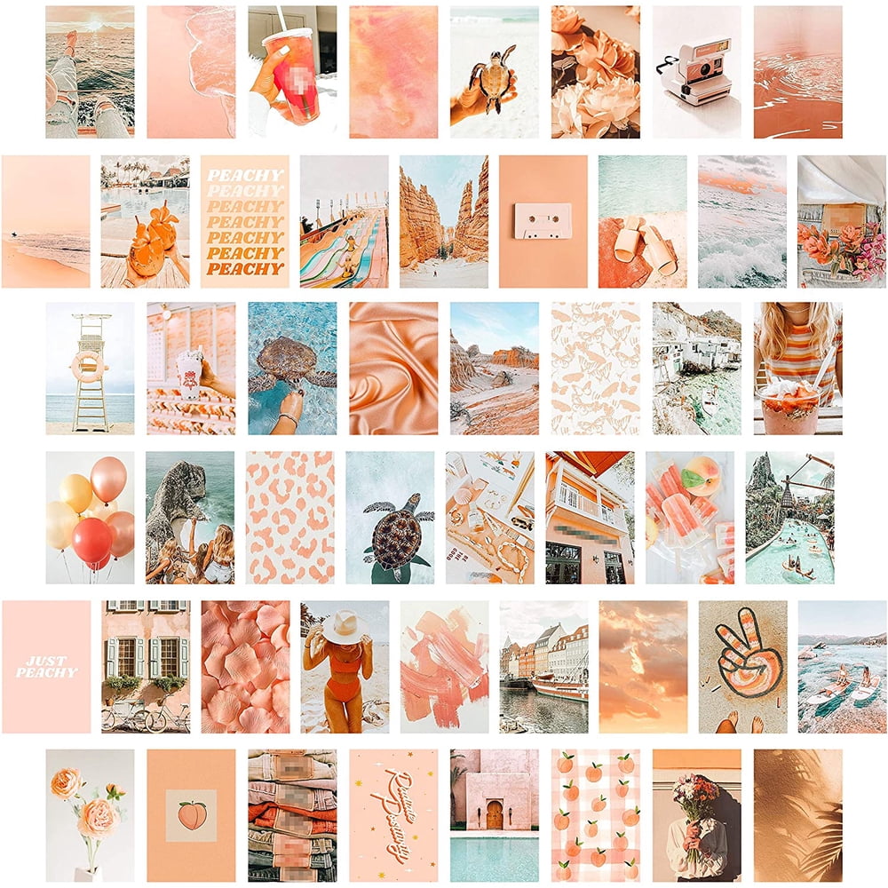 CY2SIDE 50PCS Peach Beach Aesthetic Picture for Wall Collage, 50 Set