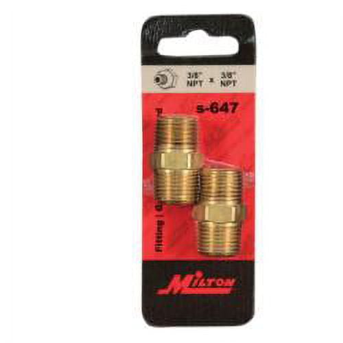 MILTON INDUSTRIES INC HEX NIPPLE MALE 3/8NPTX3/8NPT 2PK