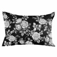 thumbnail image 2 of Black Rose Standard Size Pillow Cover,Pillowcase Protectors with Zipper,Breathable Decorative Throw Pillow Case Cover,Vintage Pastoral Botanical Floral Leaves Vines Pillow Shams for Couch 20x26Inch, 2 of 8