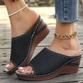 thumbnail image 4 of IUJSOY Womens Sandals Platform Peep Toe Wedge High Heel Slip on Boho Breathable Slides Shoes, 4 of 9