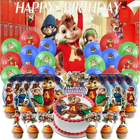 Alvin And The Chipmunks Birthday Party Supplies Balloons Plates Decoration Cake Topper Decor Tableware Banner Backdrop