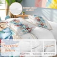 thumbnail image 2 of 3 Piece Blue Starfish Beach Duvet Cover Set Twin Size,Microfiber Comforter/Quilt Cover with Corner Ties and 2 Pillowcases,Summer Coral Conch Coastal Retro Beige All Season Bedding with Zipper Closure, 2 of 8