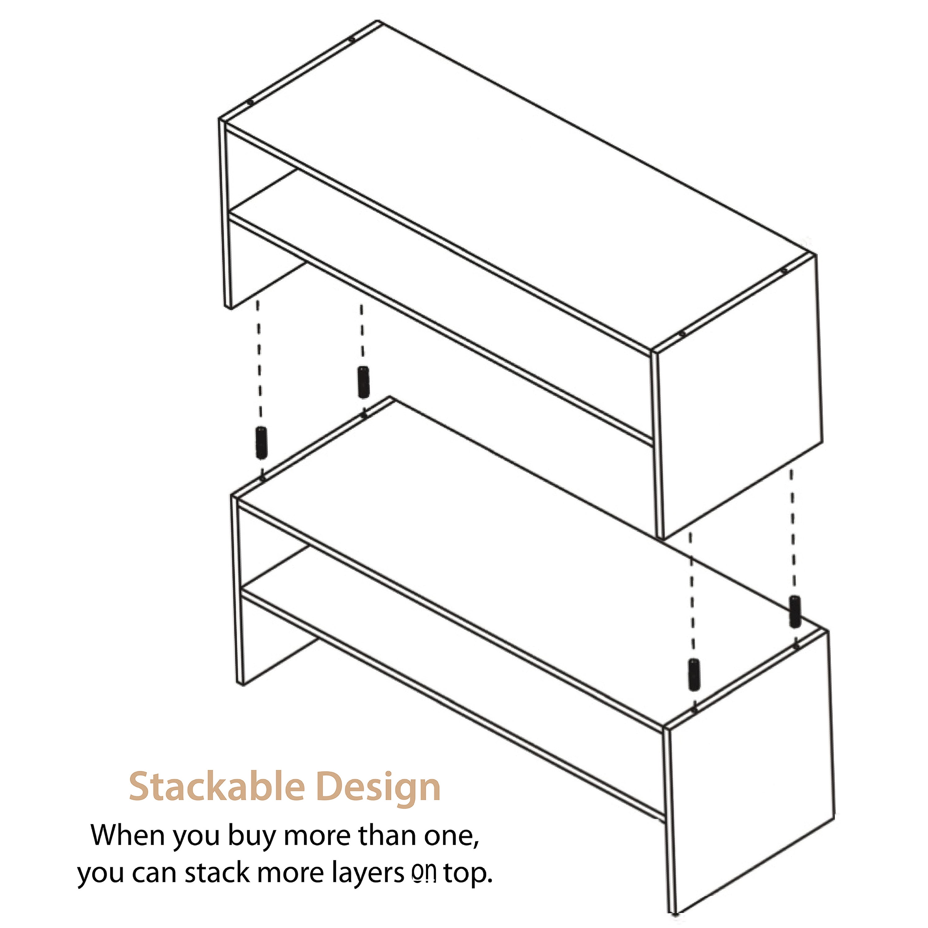 Organize It All 2 Shelf Stackable Shoe Rack in White