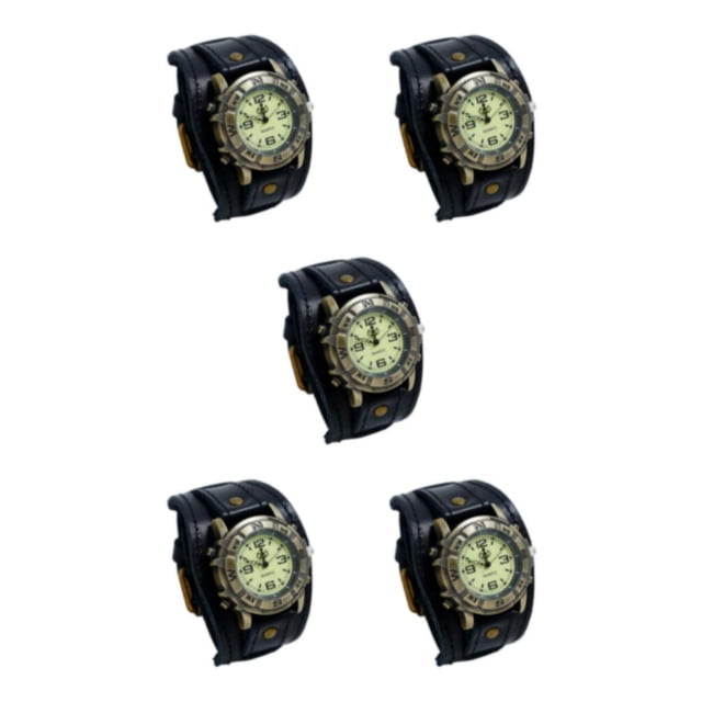 Reloj Vintage con piel de vaca y correa Punk Inteprter Negro