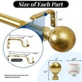thumbnail image 5 of ZOPZO Gold Curtain Rods with Ball Finials, Gold, 66-120 Inch, Heavy Duty Metal Curtain Rods with Brackets, Stylish and Easy to Install, 5 of 8